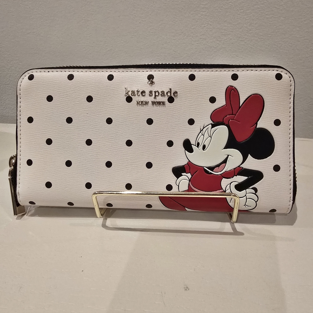 NWT Kate Spade Minnie Mouse Polka Dot Long Wallet